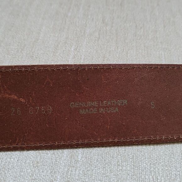 Brown Leather Wide Belt with Ornate Silver Buckle & Silver Elephant Studs Size S - Picture 4 of 10